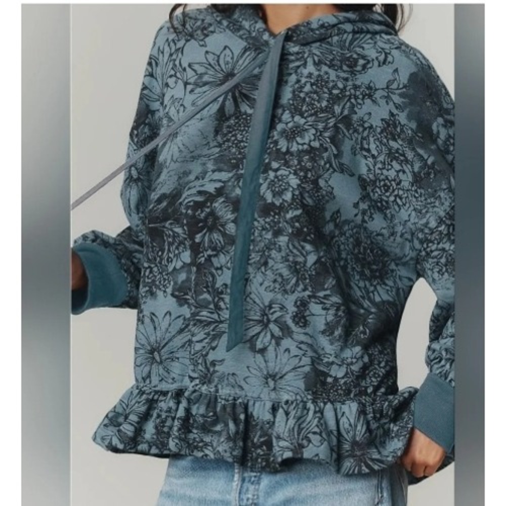 Anthropologie Pilcro Drop Shoulder Flounce Hoodie XL